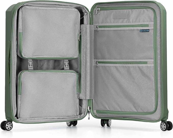 Traveler's Choice Pagosa Indestructible Hardshell Expandable Spinner Luggage, Green, 26-Inch Medium