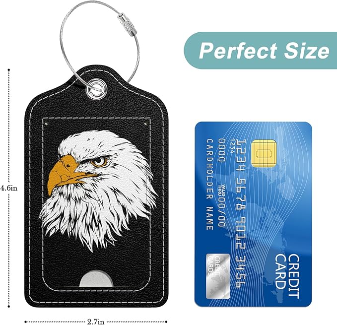 Rimilak 3 Pcs PU Leather Luggage Tags for Suitcase, Travel Cruise Luggage Tag with Privacy Flap, Name ID Label and Metal Loop for Women Men Baggage Handbag School Bag Backpack, USA