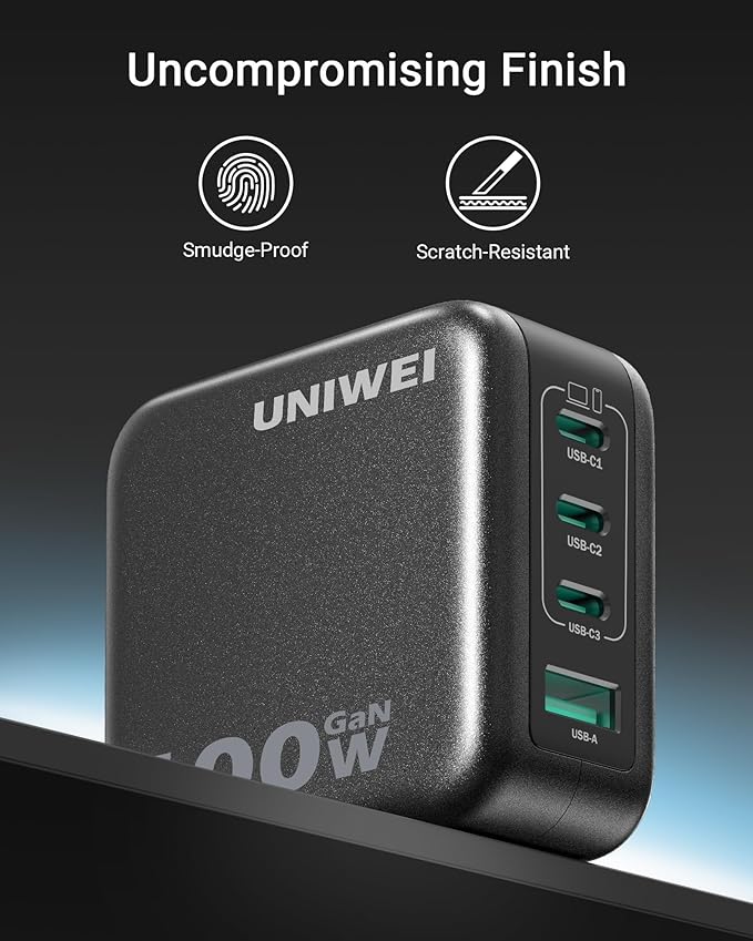 100W USB C Charger Block, 4-Port GaN and Ultra-Compact Wall Adapter, for MacBook, iPhone 17/16 Series, Samsung Galaxy, Pixel, and More