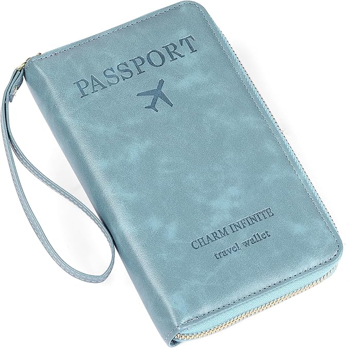 Leather RFID Blocking Passport Holder Travel Wallet, Passport Cover/Travel Wallet for Women/Men with