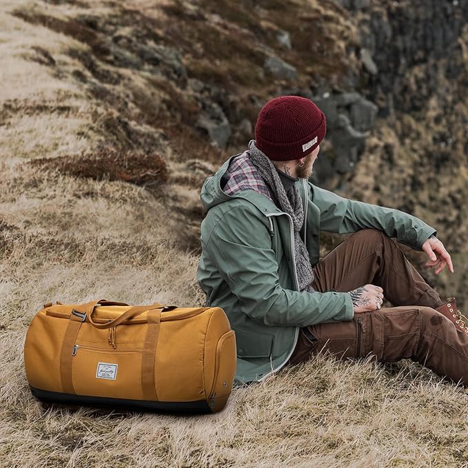 Lyweem Travel Duffle Bag for Men 60L Medium Lightweight Sports Gym Bag Traveling Duffel Backpack for Women Weekender Overnight Bags with Shoes Compartment, Brown