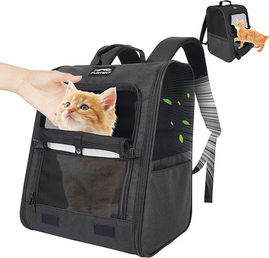 Dog Carrier Backpack for Cats and Puppies,up to 13 lbs,Portable and Breathable Mesh, Storage Pockets, and Built-in Safety,Pet Carrier for Hiking and Outdoor Use,Black