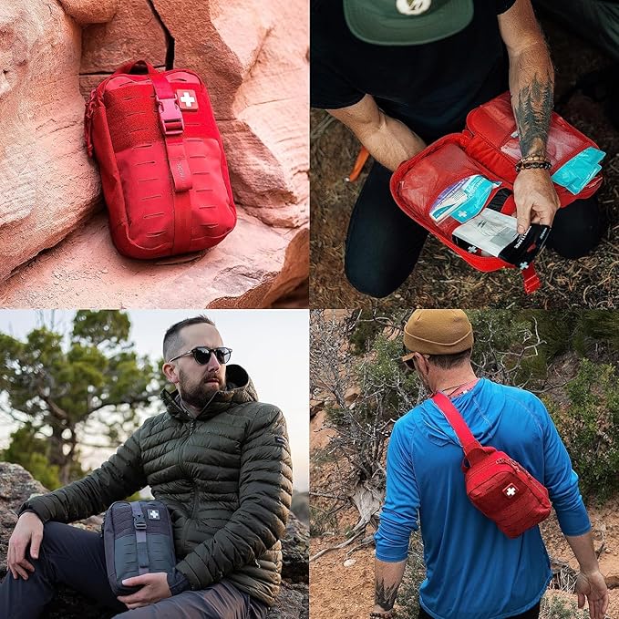 MY MEDIC MyFAK Standard Ifak First Aid Kit - 132 Life Saving Trauma and Medical Items - HSA FSA Survival Kit for Camping or Your Car - RED