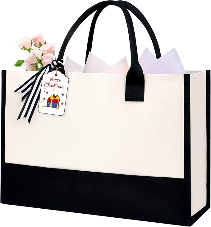 BAGAIL Initial Tote Bag, Personalized Birthday Gifts for Women, Teacher, Friends, Mom, Wedding, Monogrammed Beach Bag