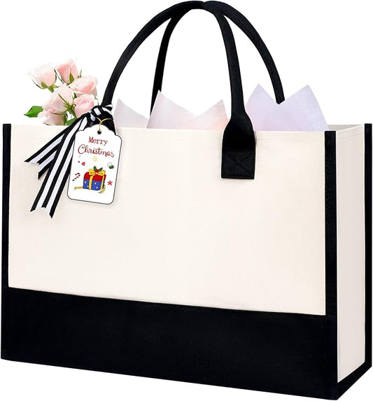 BAGAIL Initial Tote Bag, Personalized Birthday Gifts for Women, Teacher, Friends, Mom, Wedding, Monogrammed Beach Bag