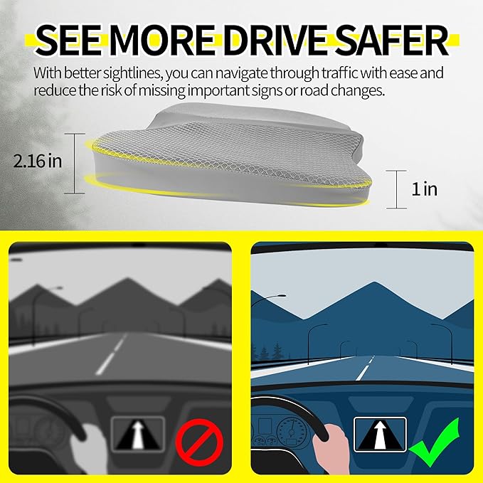 LARROUS Car Seat Cushion - Comfort Memory Foam Seat Cushion for Car Seat Driver, Tailbone (Coccyx) Pain Relief, Car Seat Cushions for Driving (Gray)