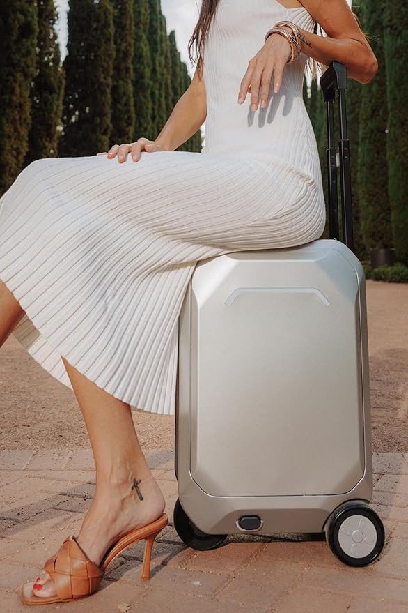 AOTOS Rideable Electric Luggage – 22" App-Controlled Ride-On Carry-On with Inline Skate Wheels, TSA-Approved Hardshell, Zipperless Design (22x14x9 Inches)