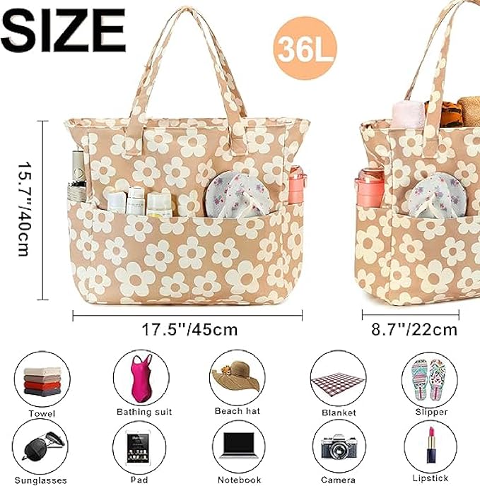 Bluboon Waterproof Beach Tote Pool Bags for Women Ladies Extra Large Carry On Bag With Wet Compartment for Weekender Travel