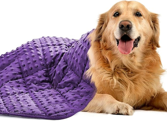 Yescool Purple Weighted Blanket for Dogs, 3 lb Thunder Blankets Shirt for Dogs, 36 x 48 inch Medium Puppy Blanket for 20-45lb, Weighted Pet Blankets for Thunderstorms, Fireworks and Construction Noise