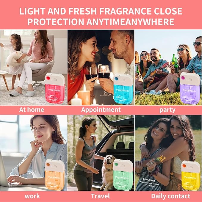 PeppyHands Hand Sanitizer, Hand Sanitizer Spray, Hydrating Spray for Hand, Portable Sanitizer spray Set ﻿for Travel Size, 500-Sprays Each Multi-Flavor (Mango)