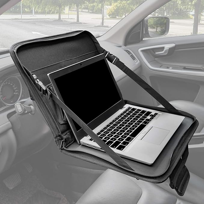 JOYTUTUS Steering Wheel Tray, Back Seat Headrest Tray for Eating Food and Drink, Work Table for Writing and Steering Wheel Laptop Desk, Car Organizer for Commuters, Travel, Family (16.54'' x 11.8'')