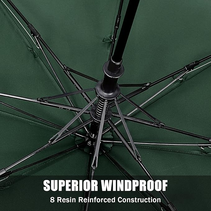 G4Free 62 Inch Portable Golf Umbrella Large Oversize Double Canopy Vented Windproof Waterproof Automatic Open Stick Umbrellas for Men and Women(Dark Green)