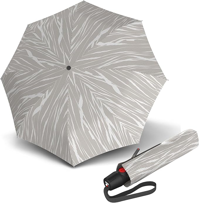 Knirps T.200 Duomatic Compact Rain Umbrella in Liana Nature – Wind Tunnel Tested to 93 mph, Aluminum Steel Fiberglass Frame, 38in Canopy, OEKO-TEX, High-Performance Automatic Travel Umbrellas