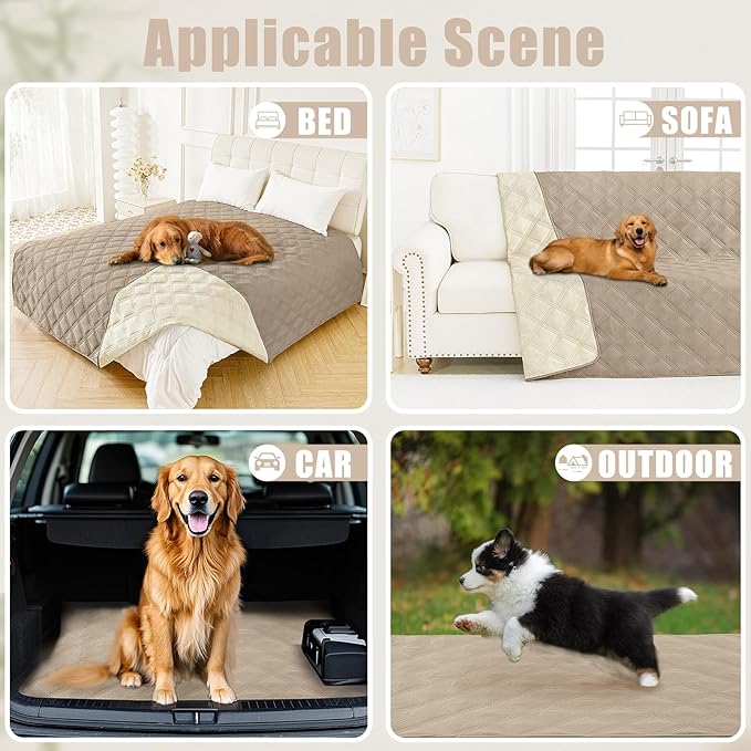 Smiry Waterproof Dog Bed Cover Blanket 30x53, Soft Reversible Pet Blanket, Washable Leakproof Cats Dogs Couch Cover for Sofa, Couch, Furniture, Lattice, Taupe/Beige