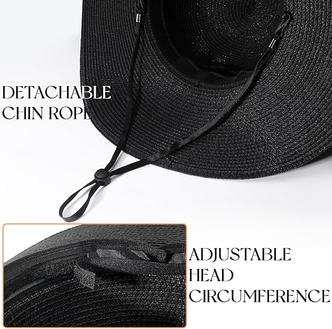 Beach Sun Hats for Women,Wide Brim Straw Hat Floppy Packable UPF 50+ UV Protection with for Summer