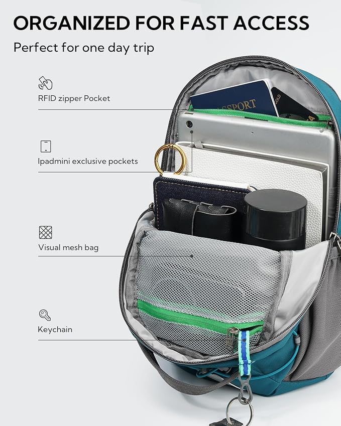 WATERFLY Small Crossbody Sling Bag: RFID Blocking Anti Theft Sling Backpack Chest Bag Travel Hiking Daypack Man Woman