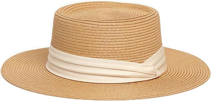 Sun Hat - Foldable Straw Beach Sun Hat for Women UPF40+,Beige Strap Khaki