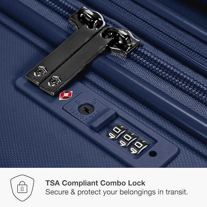 Traveler's Choice Pagosa Indestructible Hardshell Expandable Spinner Luggage, Navy, 22-Inch Carry-on