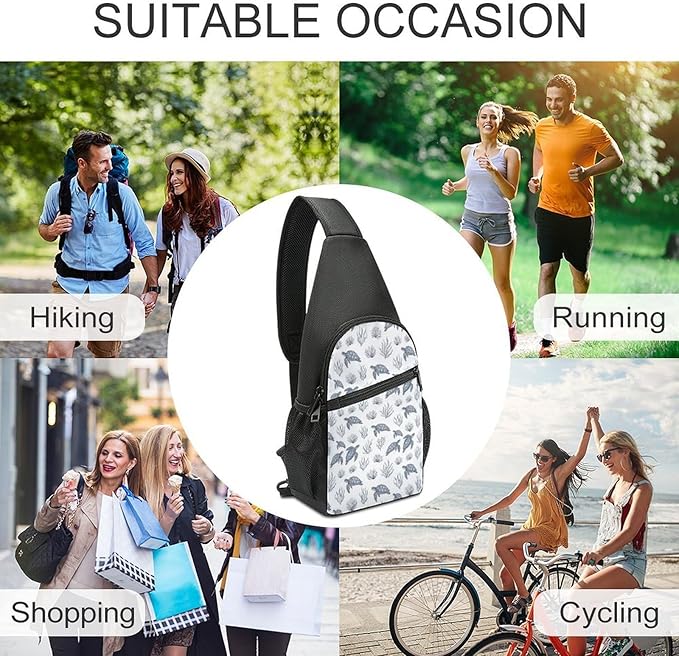SWEET TANG Womens Fashion Gym Bags Anti Theft Crossbody Shoulder Chest Bag with Small Pocket, Multipurpose Daypack Bag for Cycling Traveling Hiking, Sea Turtle