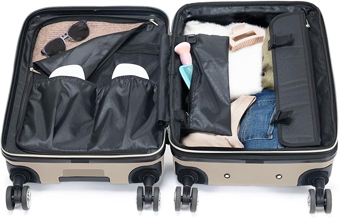 Kenneth Cole REACTION Madison Square Lightweight Hardside Chevron Expandable Spinner Luggage, Taupe, 2-Piece Set (20" & 28")