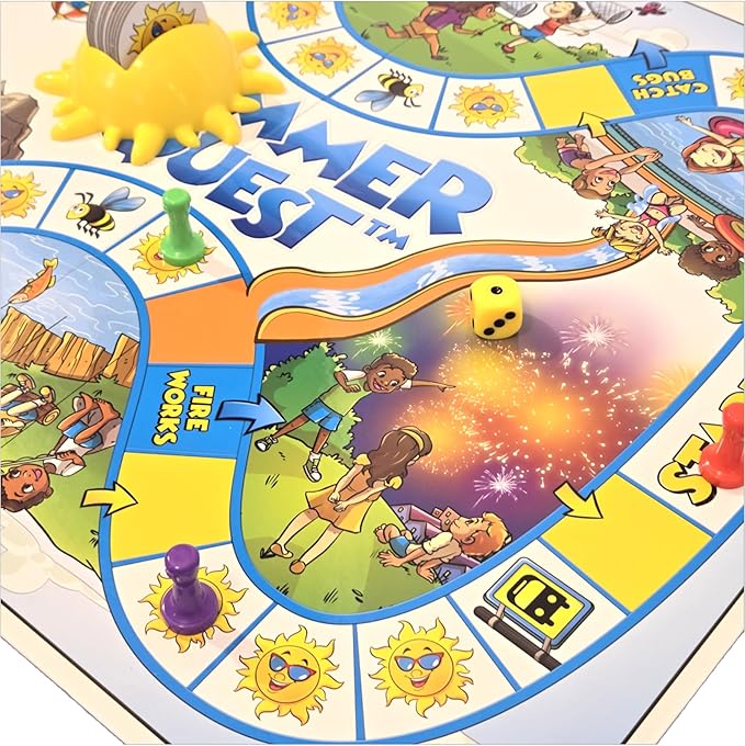 Summer Quest Board Game, Fun for Kids and Adults, 2-4 Players, Ages 5+, Family-Friendly Summer-Themed Activities & Strategic Gameplay, Skill-Building & Educational, Fun for All Seasons!