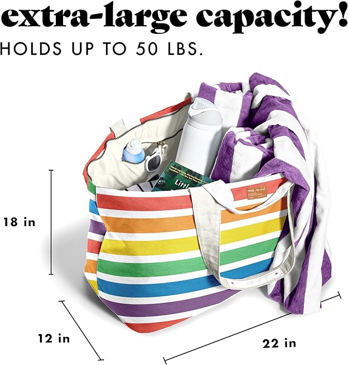 Fit & Fresh Large Beach Bag for Women - Extra Large Travel Tote With Pockets