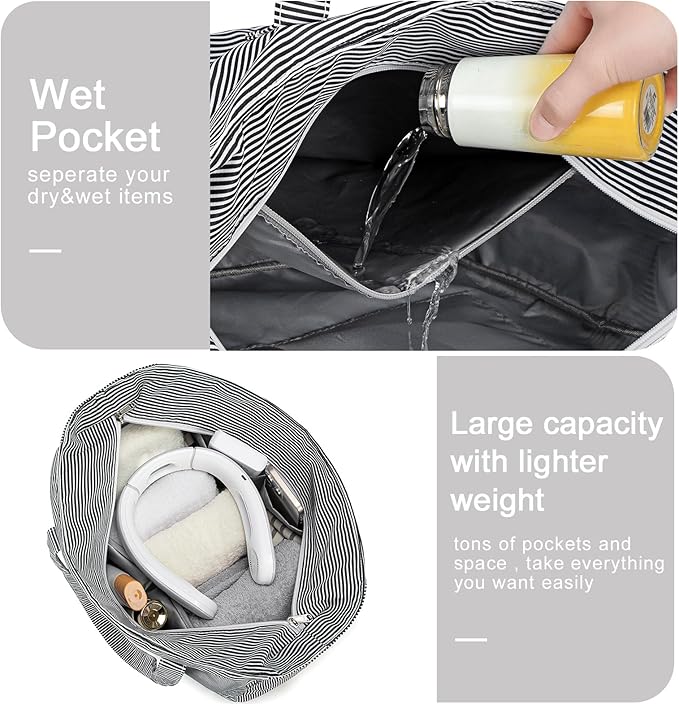 Bluboon Waterproof Beach Tote Pool Bags for Women Ladies Extra Large Carry On Bag With Wet Compartment for Weekender Travel