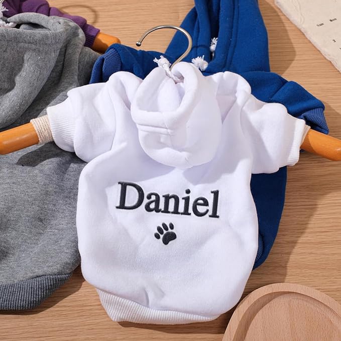 Personalized Name Dog Hoodie, Embroidery Pet Sweaters for Small Dogs, Customized Pet Clothes Warm Winter Outfit for Dogs, Bright Puppy Sweatshirt, Pets Birthday Outfit, Dog Lovers Gifts