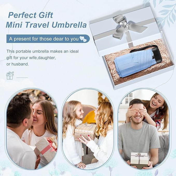 Mini Umbrella for Travel - Waterproof Portable Folding Umbrella Flat Compact Lightweight Small Umbrellas for Pocket Purse