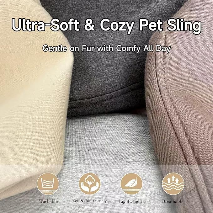 PAWPUBBY Dog & Cat Carrier Sling, Puppy Carrier Bag (8-15 lbs) - Adjustable Padded Shoulder, Hands-Free, Double Safety Buckles, Outdoor Travel, Dark Gray, L