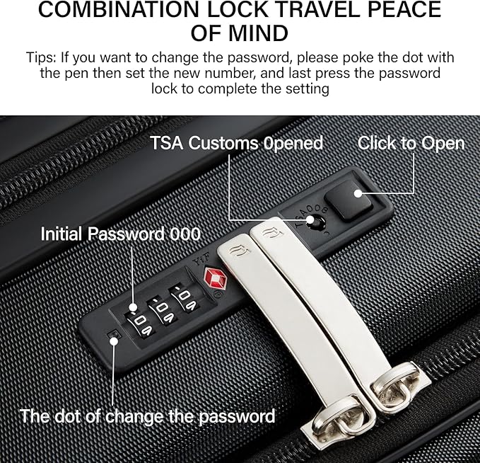 MILADA Expandable Carry On Luggage with Spinner Wheels PC Hard Shell Suitcases 20 Inch Top Opening Travel Suitcase with Wheels TSA Approved Luggage Trunk Rolling Carry-On, Black