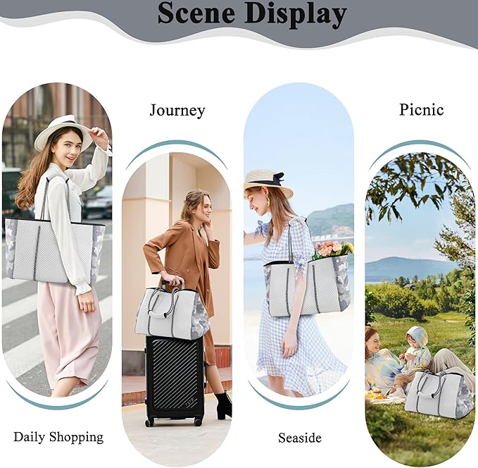 QOGiR Neoprene Multipurpose Beach Bag Tote with Inner Zipper Pocket … … … …