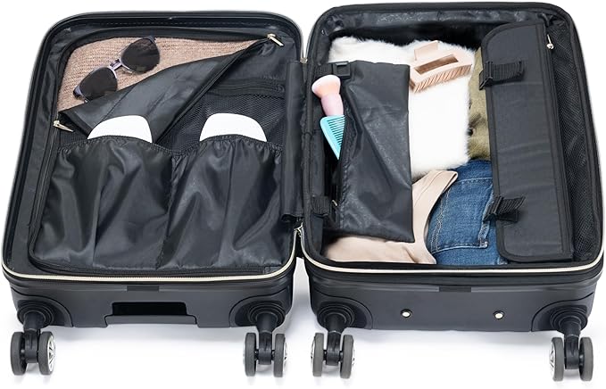 Kenneth Cole REACTION Madison Square Lightweight Hardside Chevron Expandable Spinner Luggage, Black, (28-Inch Checked)