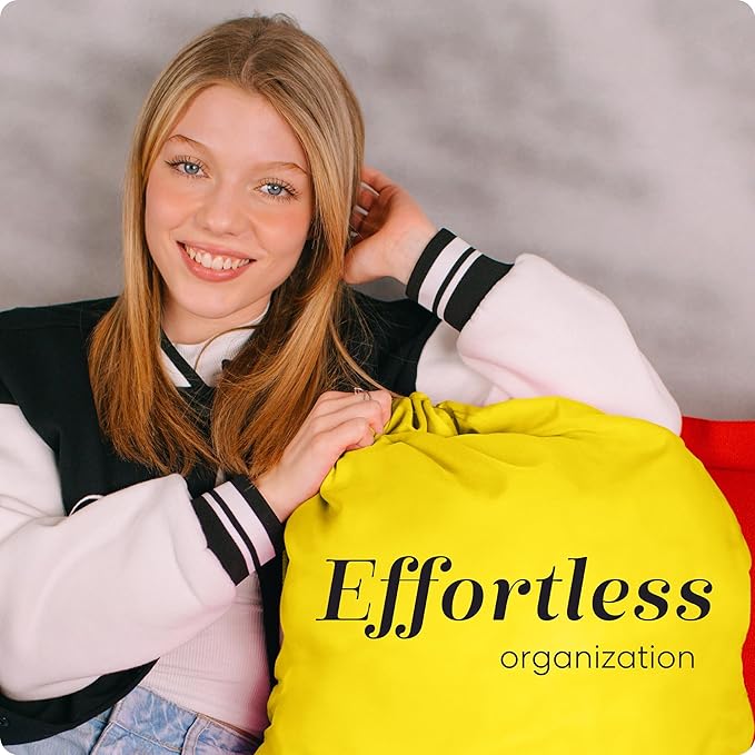 Nylon XL Laundry Bag - Locking Drawstring Closure, Machine Washable, These Large Bags Will Fit a Laundry Basket and Strong Enough to Carry up to Two Loads of Clothes (Yellow | 30" x 40")