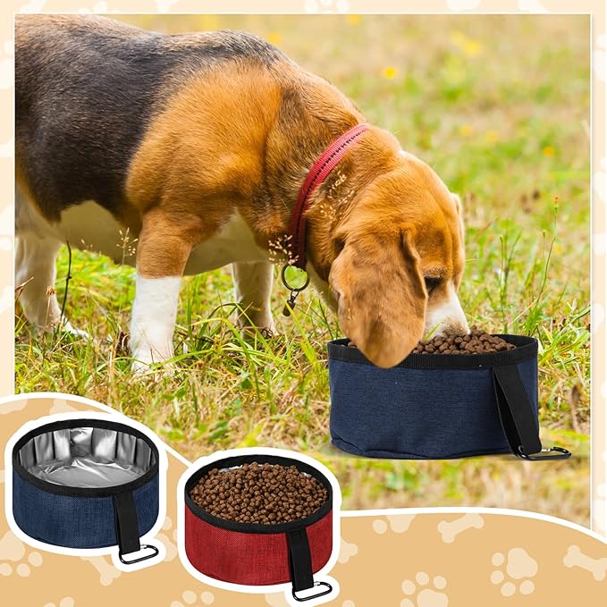 Meanplan 2 Pack Portable Dog Bowls Foldable Travel Dog Dish Portable Puppy Water and Food Bowl Pet Hiking Accessories for Small and Large Pets(Dark Blue, Red,40 oz)