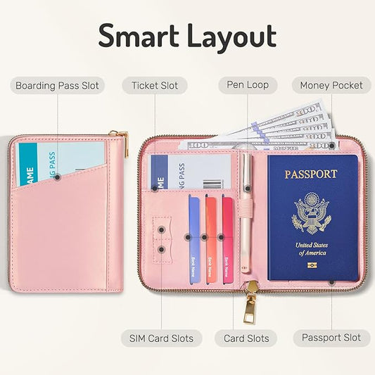 Forvencer Passport Holder Cover with Safe Zipper Closure, Premium Passport Wallet for Travel, Cute RFID Blocking Card Case, Waterproof Travel Accessories for Women, Black