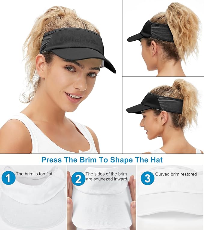 Sun Visor Hats for Men Women Lightweight Portable Stretchy Sun Hat for Running Tennis Golf