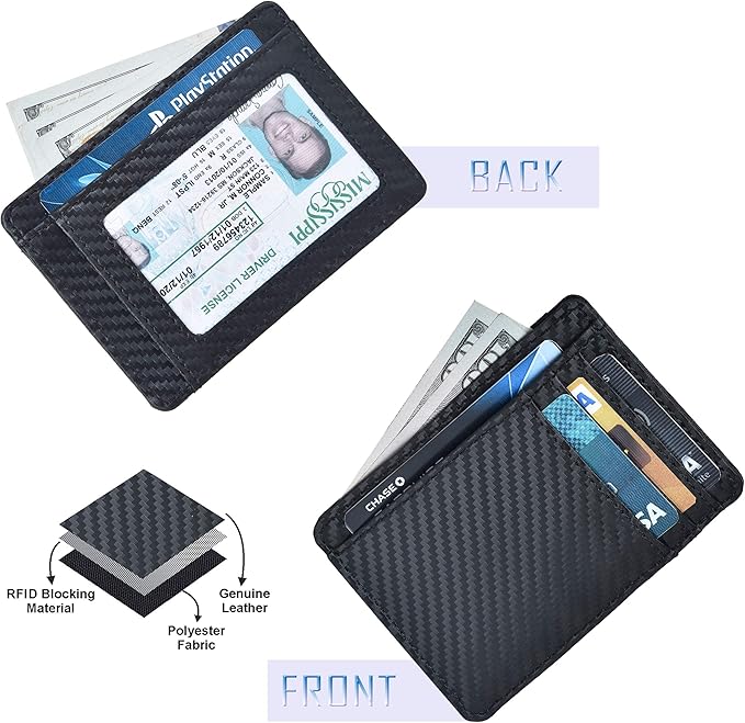 Oak Leathers Leather Slim Minimalist Wallet for Men & Women RFID Front Pocket Leather Card Holder Wallets