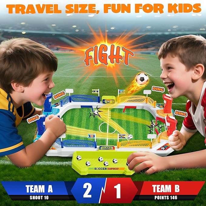 Mini Soccer Board Game for Kids, Birthday Christmas Soccer Gifts for 3 4 5 6 7 8-12 Year Old Boys, Football Table Toys, Pinball Interactive Sports Game for Indoor, Home Party, Family, Playroom, Travel
