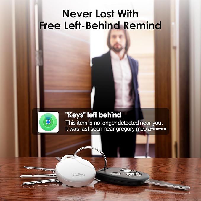 Air Tracker Tags-1 Pack: Bluetooth Tracker Works with Apple Find My (iOS Only), Key Finder and Smart Tag Locator for Luggage, Backpack, Suitcases, Pets, Replaceable Battery(White)