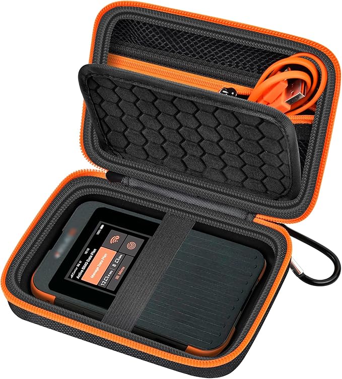 Hard Case Compatible with SIMO Solis 5G/ for Pro 5G WiFi Mobile Hotspot, Travel Router for Hotel WiFi Storage Holder Bag with Mesh Pocket for Charger USB Cable & Accessories (Box Only) - Black