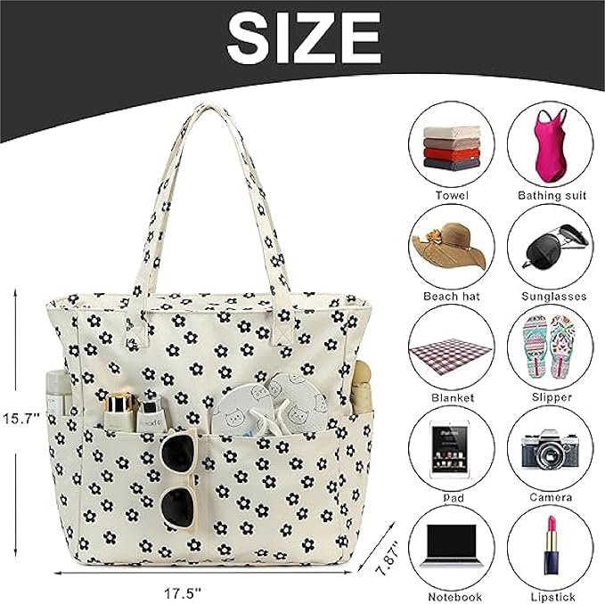 Bluboon Waterproof Beach Tote Pool Bags for Women Ladies Extra Large Carry On Bag With Wet Compartment for Weekender Travel