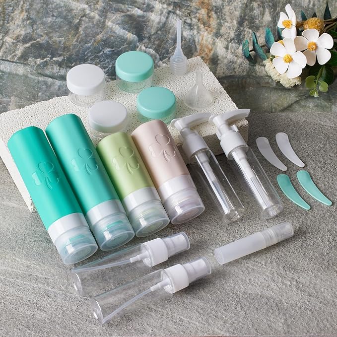 23 Pack Travel Bottles for Toiletries, TSA Approved Travel Shampoo Bottles, Silicone Travel Containers for Toiletries, Leak Proof Refillable Travel Essentials for Liquids Shampoo and Conditioner