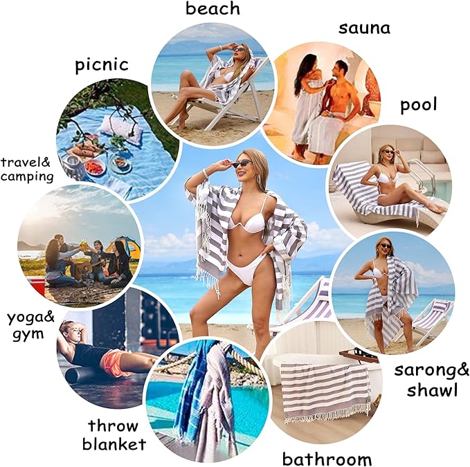 Beach Towel 2 Pack,Sand Free Beach Towels Oversized 39 x 72,Turkish Beach Towel Quick Dry Towel,Lightweight Pool Towels for Adults Travel Towel,Cool Beach Essentials Super Absorbent Towels