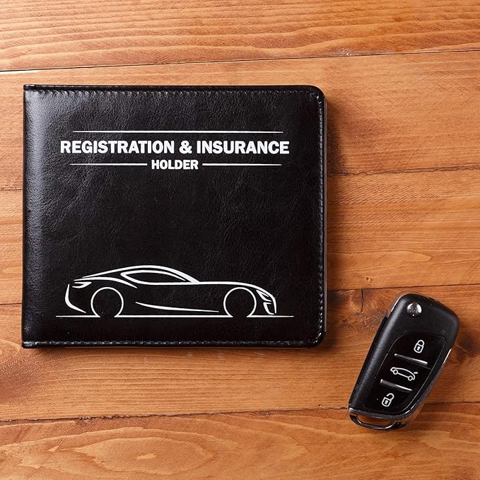 CANOPUS Car Registration & Insurance Holder with Magnetic Closure, Vehicle Document Organizer, Auto Glove Box Wallet, Includes 2 EZ Pass Strip Sets – Car