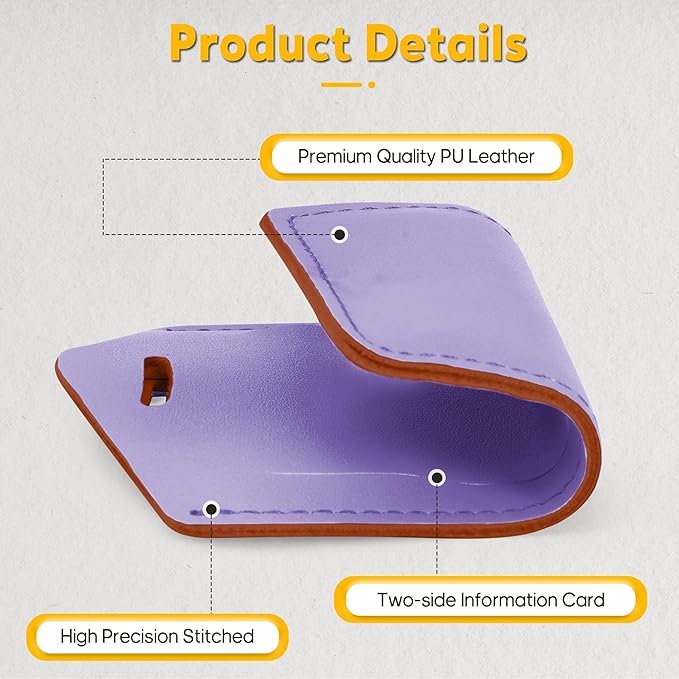 Travelambo 8 Pack Luggage Tags Faux Leather for Suitcases Travel Bag Labels Travel Accessories Essential with Protection Cover ID (Purple)