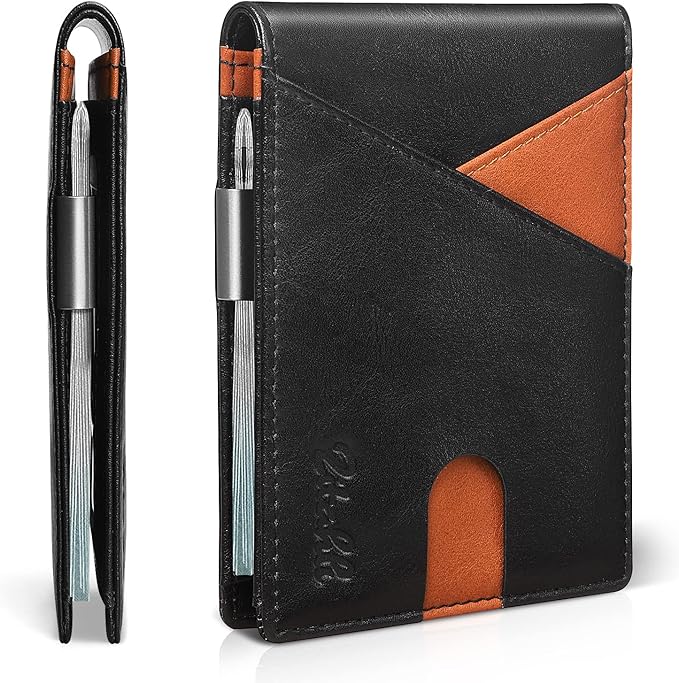 Zitahli Wallet for Men - with Money Clip Slim Leather Slots Credit Card Holder RFID Blocking Bifold Minimalist Wallets with Gift Box