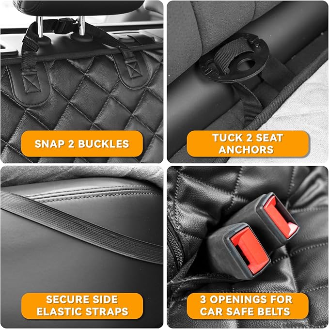 Dog Truck Seat Cover for Back Seat,Waterproof Truck Back Seat Cover for Dogs ,Heavy-Duty Scratchproof Pu Leather Bench Seat Covers for Trucks Ford F150/Chevrolet Silverado/Ram1500/GMC Sierra/Toyota