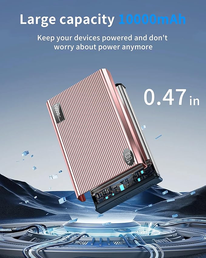 Portable Charger Power Bank, 10000mAh Wireless Charger Phone with USB C to 20 W PD Fast Charging Cable, Mag-Safes Battery Pack Magnetic Charger for Phone 17/16/15/14/13/12 Pro/Pro Max/Plus Pad