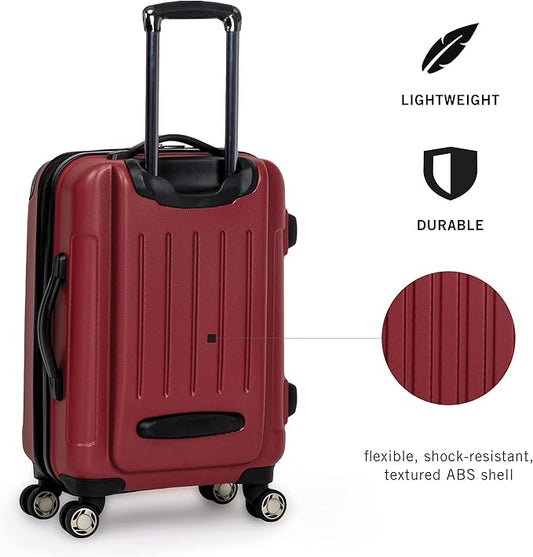 Kenneth Cole REACTION Renegade Luggage Expandable 8-Wheel Spinner Lightweight Hardside Suitcase, Scarlet Red, 24-Inch Checked